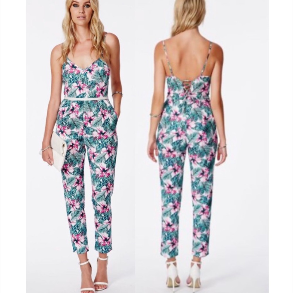 Missguided Germina tropical floral print jumpsuit